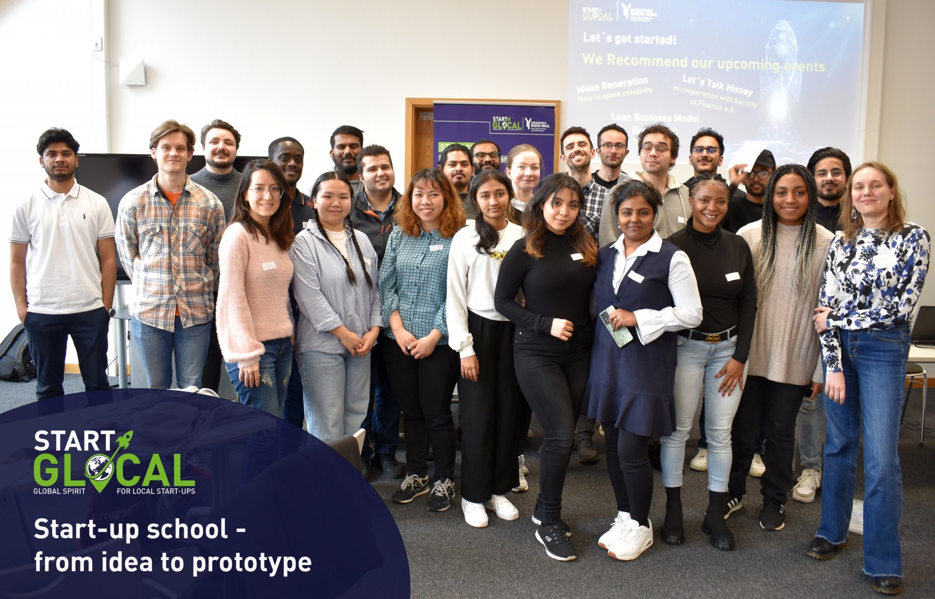 24 students who participated at the startup school pose for a group picture